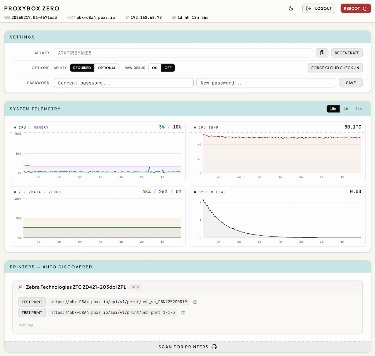ProxyBox admin page.
